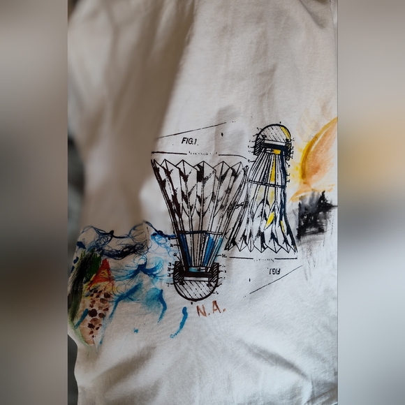 Badminton 🏸 Screen Printed Art Tee Size S Unisex - Picture 1 of 11